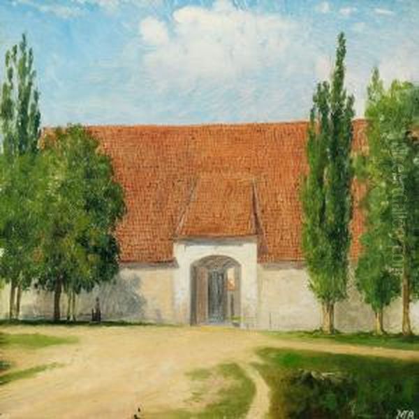 A Stable, Presumably At Gjorslev Manor Oil Painting by Martinus Rorbye