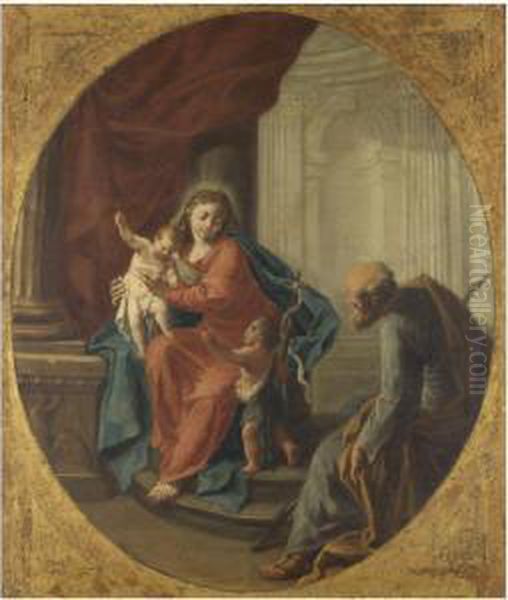 Sacra Famiglia Con San Giovannino Oil Painting by Dalla Saverio Rosa