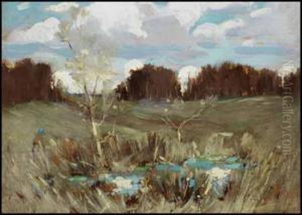 Summer Marsh Oil Painting by Arthur Dominique Rosaire