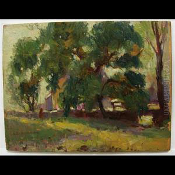 Trees, Figure And House Oil Painting by Arthur Dominique Rosaire