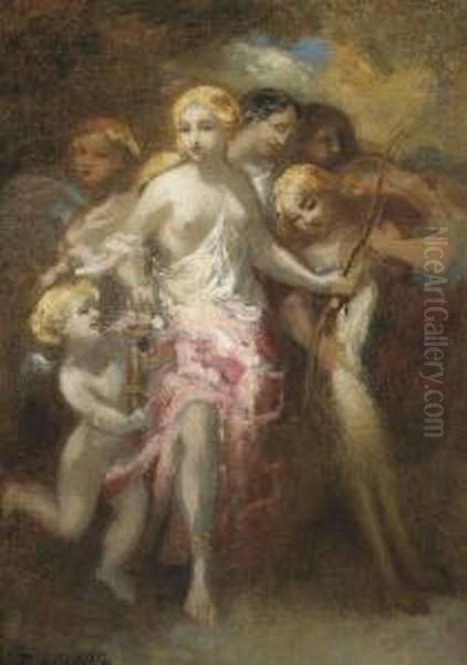 Venus And An Entourage Of Sibyls Oil Painting by Marie Abrahams Rosalbin De Buncey