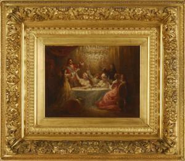 Dining Room Scene Oil Painting by Marie Abrahams Rosalbin De Buncey