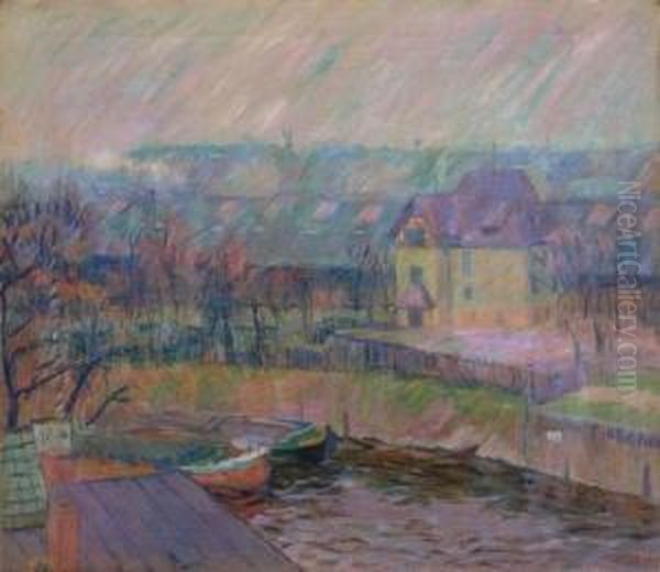 Stadtlandschaft Mit Kahnen Oil Painting by Walter Alfred Rosam