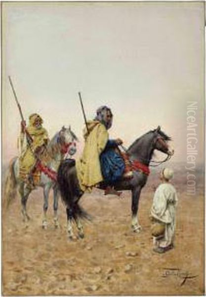 A Stop In The Desert Oil Painting by Giulio Rosati