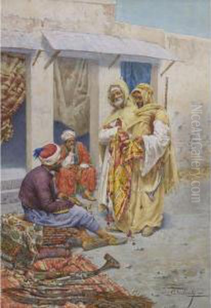 The Carpet Seller Oil Painting by Giulio Rosati