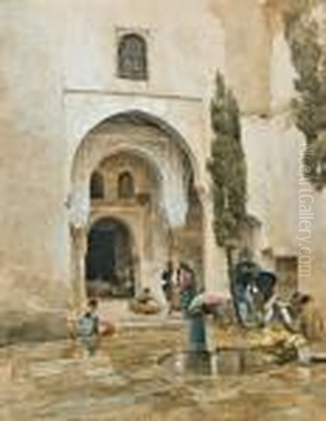 Maurischer Torbogen In Granada Oil Painting by Ludwig Rosch