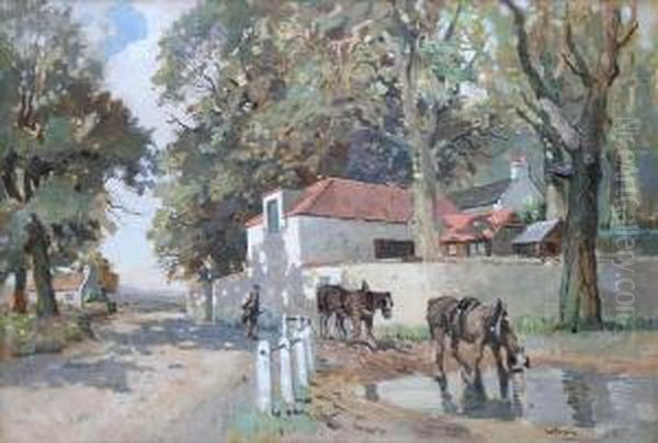 A Fifeshire Roadside Oil Painting by David Thomas Rose