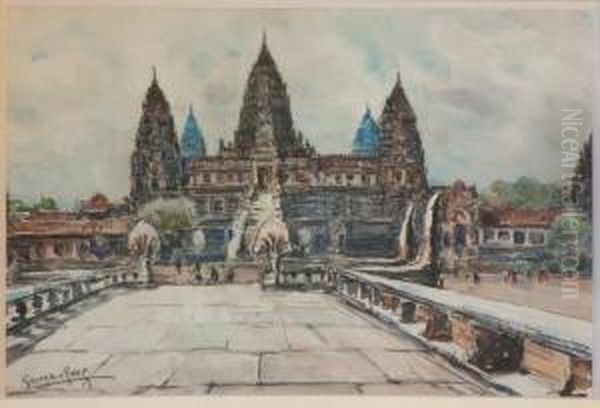 Temple A Angkor Oil Painting by Georges Rose