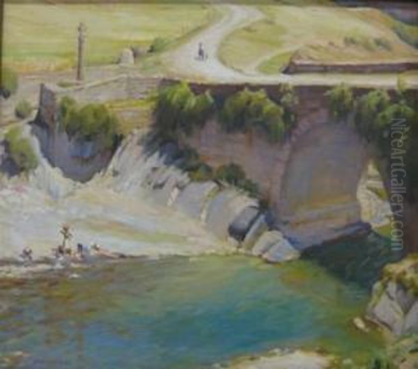 Old Roman Bridge Oil Painting by Herbert Rose