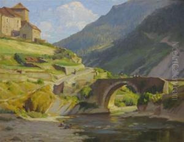 Stone Bridge Oil Painting by Herbert Rose