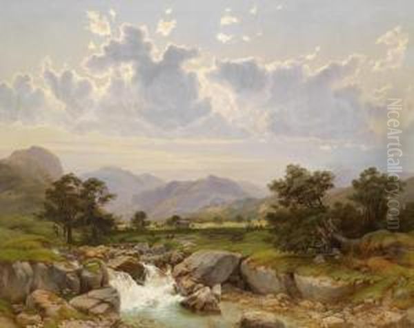 Landscape Near Abtenau Oil Painting by Karl Julius Rose