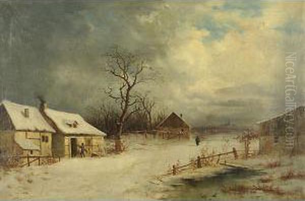 Paesaggio Sotto La Neve Oil Painting by Antonio Rose'