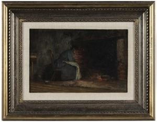 Woman By A Hearth Oil Painting by Harry Herman Roseland