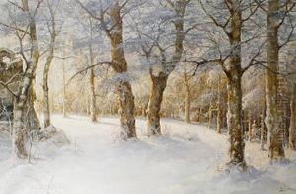 A Winter Woodland Oil Painting by Karl Rosen