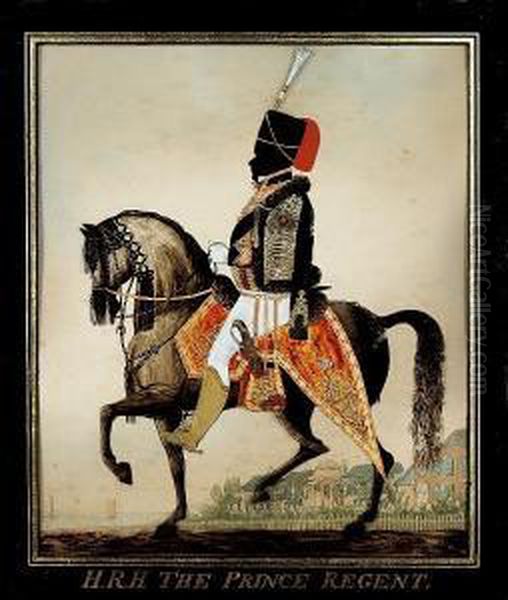 A Silhouette Of George Iv (1762-1830), When Prince Regent (1811-20), Profile To The Left, Wearing The Uniform Of The 10th Light Dragoons (hussars), Scarlet Jacket With Gold Frogging, Fur-trimmed Pelisse With Gold Frogging, White Breeches, Brown Boots, Sas Oil Painting by Charles Rosenberg