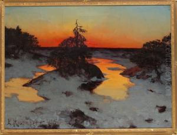 Skymningslandskap Oil Painting by Edvard Rosenberg