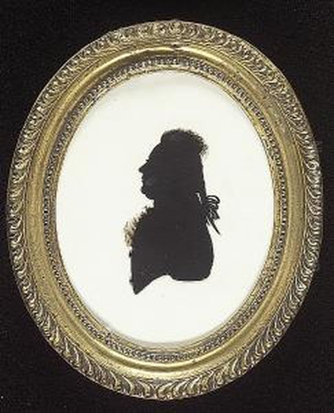 A Silhouette Of A Gentleman, Called Joseph Ward, Profile To The Left, Wearing Coat And Frilled Cravat, His Hair In A Pigtail Oil Painting by Charles, Carl Rosenberg Of Bath