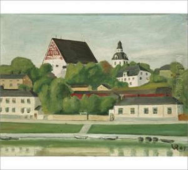 Porvoo Oil Painting by Valle Rosenberg