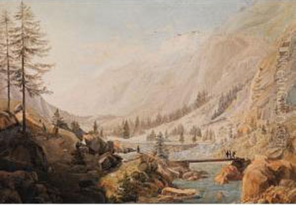 Hochgebirgslandschaft Oil Painting by Johann Heinrich Rosenkranz