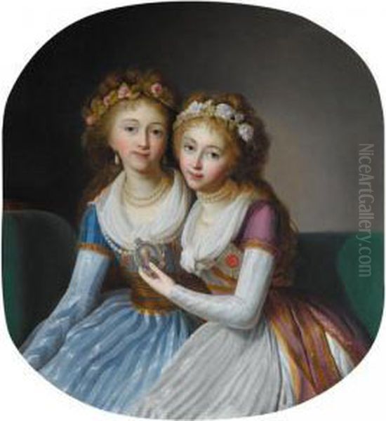 Portrait Of Alexandra Pavlova, Grand Duchess Of Russia (1783 -1801)and Elena Pavlovna, Grand Duchess Of Russia (1784-1803) Oil Painting by Johann Heinrich Rosenkranz