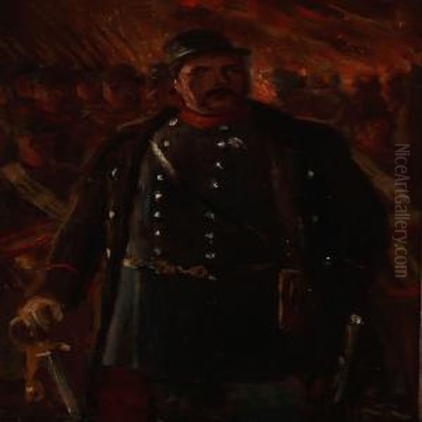 Portrait Of Major Henckel Oil Painting by Vilhelm J. Rosenstand