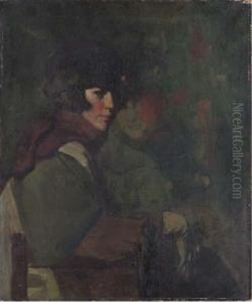 Portrait Of A Young Woman, Seated And Turned To The Right Oil Painting by Albert Rosenthal