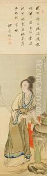 The Chinesefemale Poet Oil Painting by Nagasawa Rosetsu