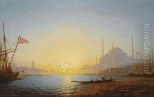 View Of Constantinople Oil Painting by Amedee Rosier