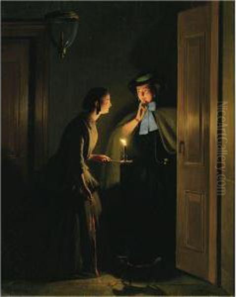 The Late-night Meeting Oil Painting by Johannes Rosierse