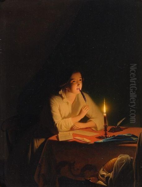 Candlelight Oil Painting by Johannes Rosierse