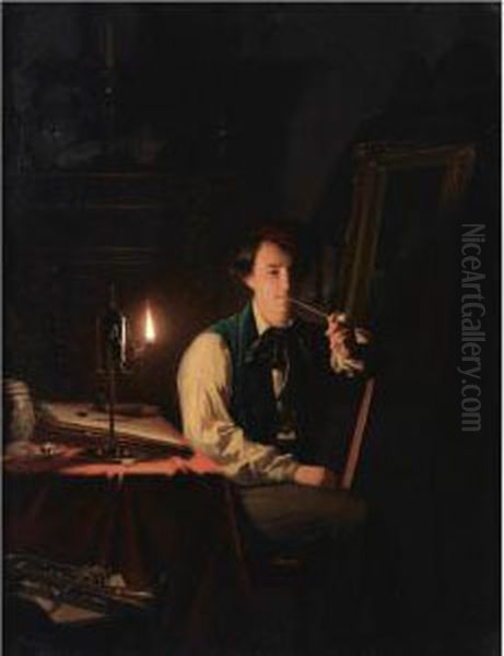 The Artist In His Studio Oil Painting by Johannes Rosierse