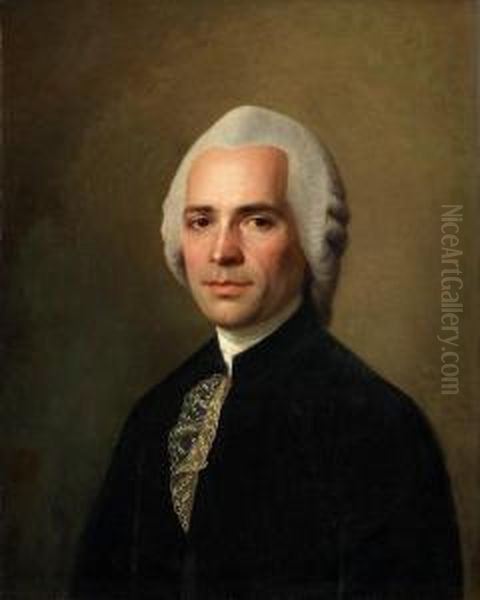 Gentleman In Justa Corp And Lace Cravat Oil Painting by Alexander Roslin