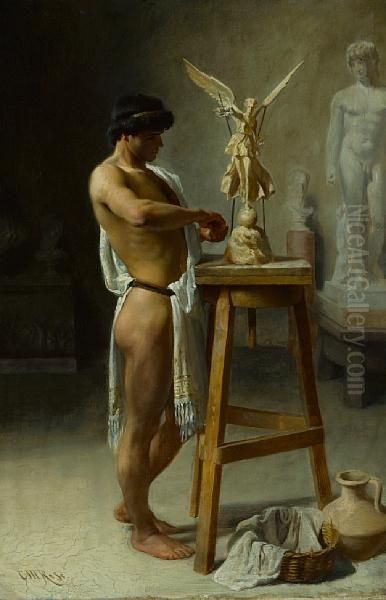 In The Sculptor's Studio Oil Painting by Christian Meyer Ross