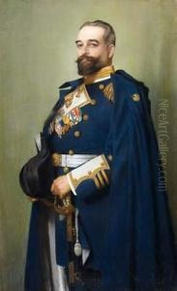 Portrait Of A German Admiral Alfred Von Tirpitz Oil Painting by Christian Meyer Ross