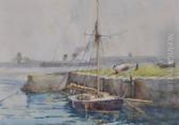 Harbour Scene Oil Painting by Joseph Halford Ross