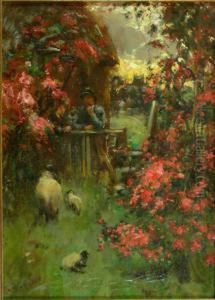 The New Lambs Oil Painting by Joseph Thorburn Ross