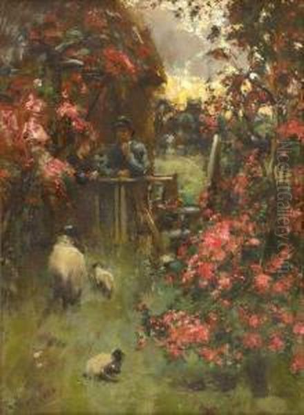 The New Lambs Oil Painting by Joseph Thorburn Ross