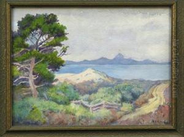 Landscape With Dunes And Ocean Oil Painting by Mary Herrick Ross