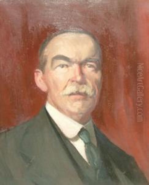 Portrait Of A Gentleman Head And Shoulders Turned To The Right Oil Painting by Tom Ross