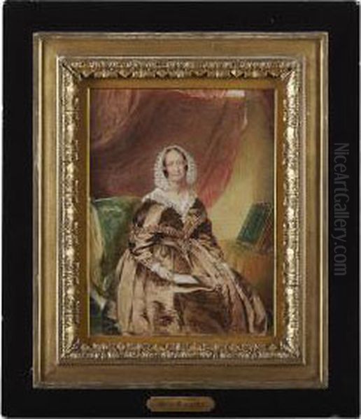 Three Quarter Length Portrait Of Mrs Skene In An Interior Oil Painting by William Charles Ross