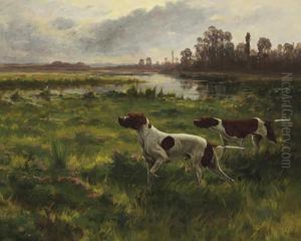 Pointers Oil Painting by Percival Leonard Rosseau