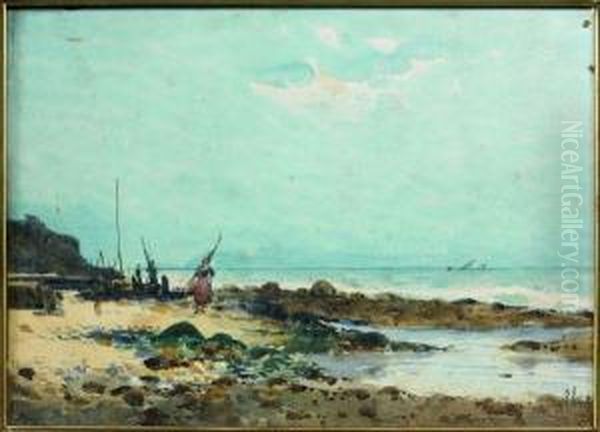 Pecheurs En Bord De Mer. Oil Painting by Paul Rossert