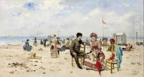 Plage Animee Oil Painting by Paul Rossert