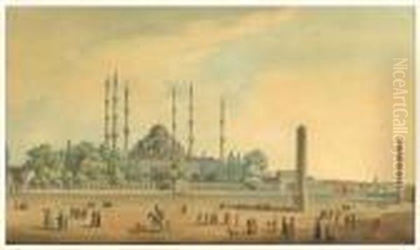 Vue De L'hippodrome A Istanbul Oil Painting by Francois Marie Rosset