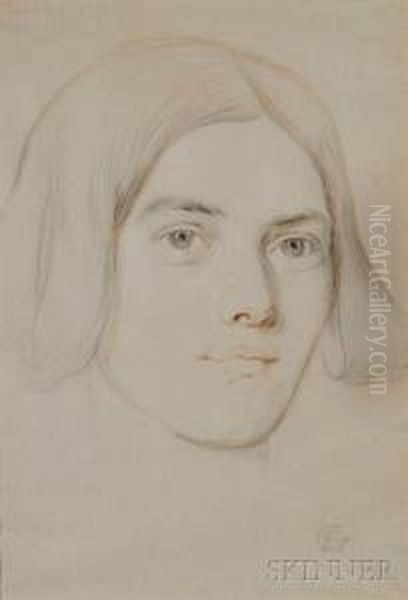 Framed Sketch Of A Woman's Head Oil Painting by Dante Gabriel Rossetti