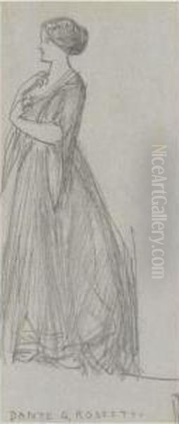 Study Of A Standing Female Figure Oil Painting by Dante Gabriel Rossetti