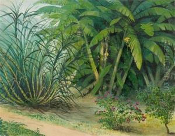 Tropical Garden. Oil Painting by William Michael Rossetti