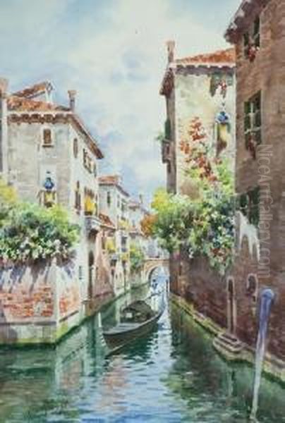 Canale Oil Painting by A. Rossi