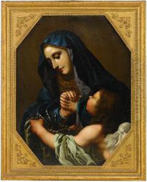 Madonna Addolorata Con Angelo Oil Painting by Alessandro Rossi