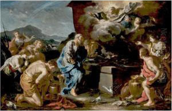 The Sacrifice Of Noah Oil Painting by Giovanni Battista Rossi